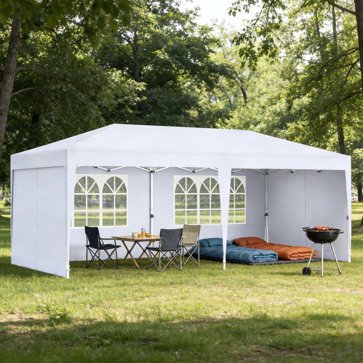 Paviljoen - Opvouwbaar Paviljoen 3x6m - Snel Op Te Bouwen - Tuinpaviljoen - Partytent - Opvouwbaar Tent - Met 6 Zijwanden - UV-bescherming - Hoogte Verstelbaar - Voor Tuin, Strand, Feest, Bruiloft, Festival En Camping - Wit - NAIZY