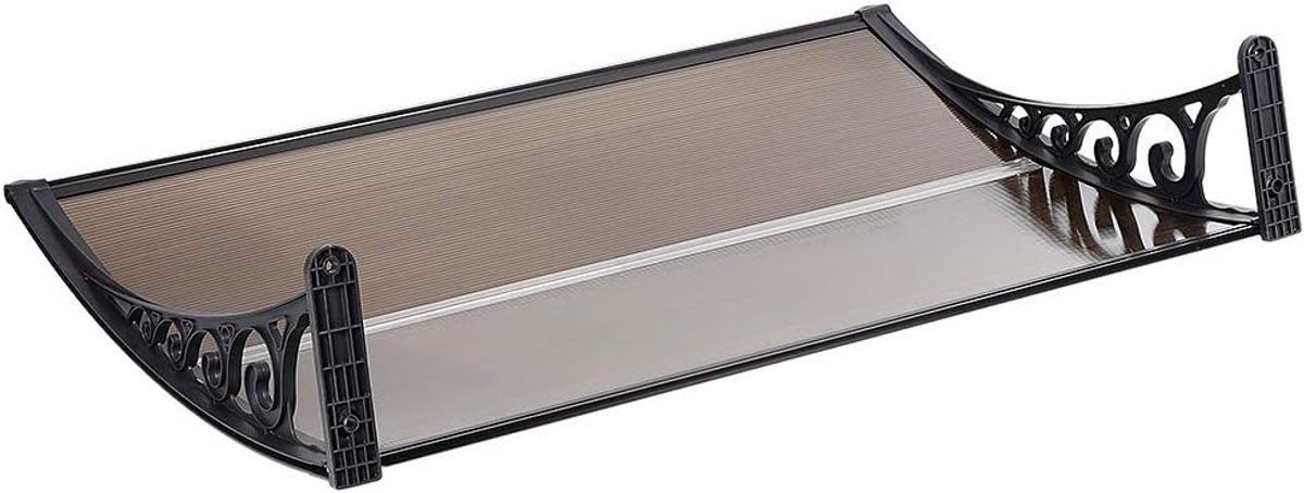 Deurluifel Kunststof - Regenkap Overkapping - Bescherming Buiten - Gebogen Polycarbonaat - 100x150 cm - Transparant Bruin