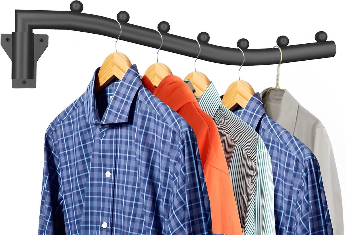Opvouwbare Kledinghanger - Hangerrek Kast - Ruimte Besparen - Uitschuifbaar Armontwerp - Zwart