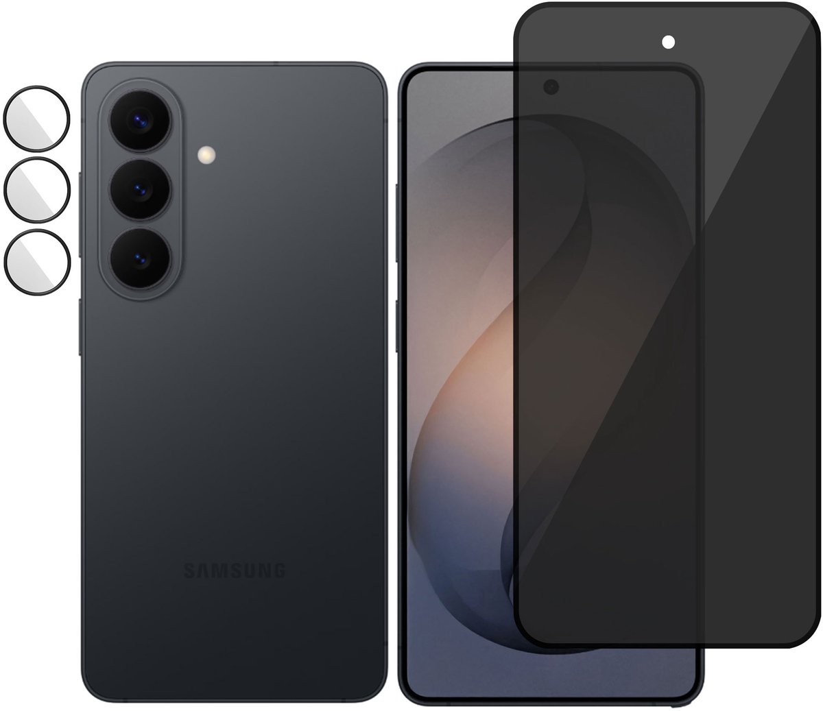 Proteq Privacy Screenprotector + Camera Bescherming geschikt voor Samsung S26 Plus – Gehard Glas – Anti Inkijk – Proteqt+