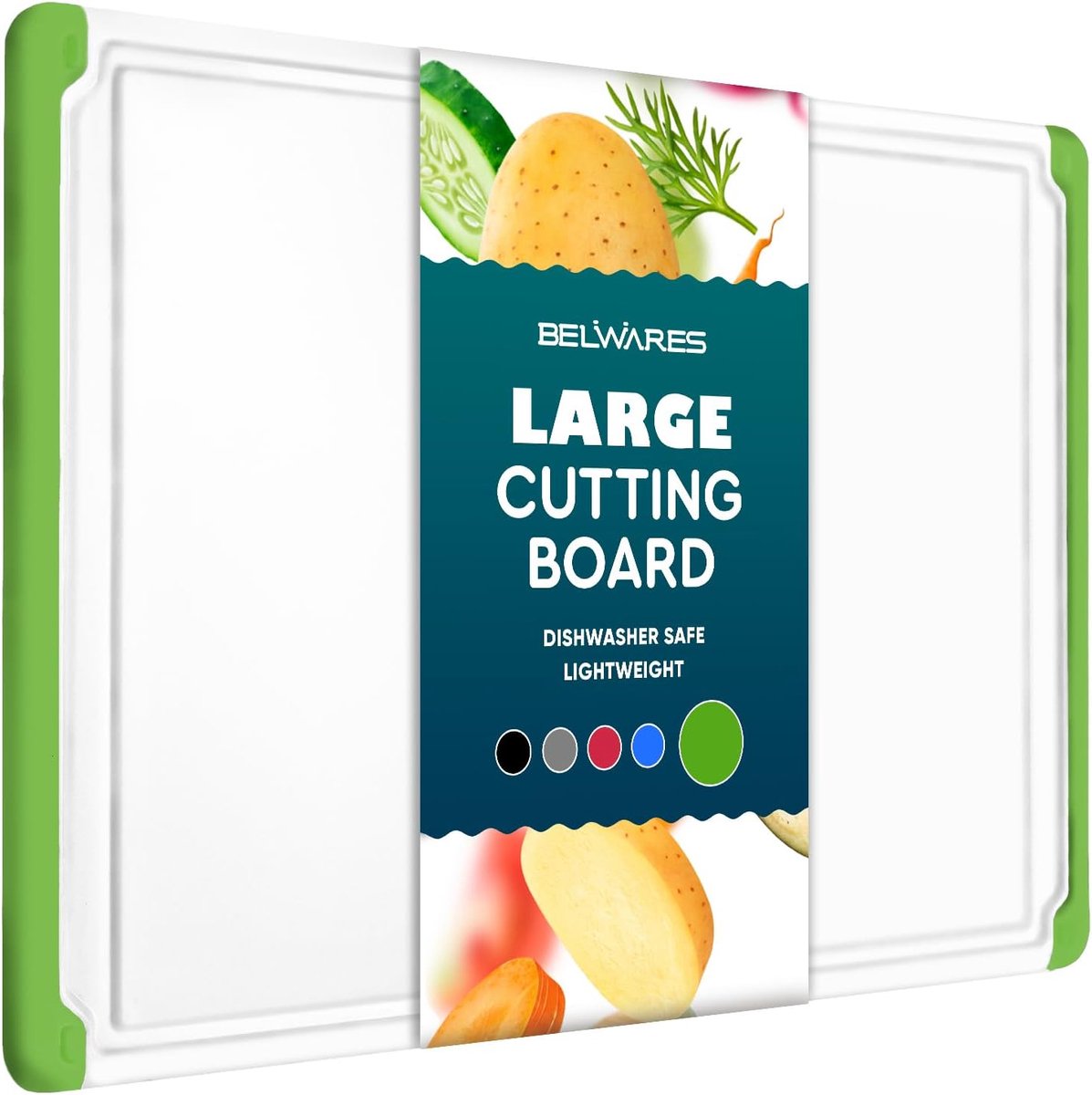 Grote Snijplank - Hakblok Keuken - Voedsel Bereiden - Antislip Sapgroeven - 45x30x0.8 CM - Groen