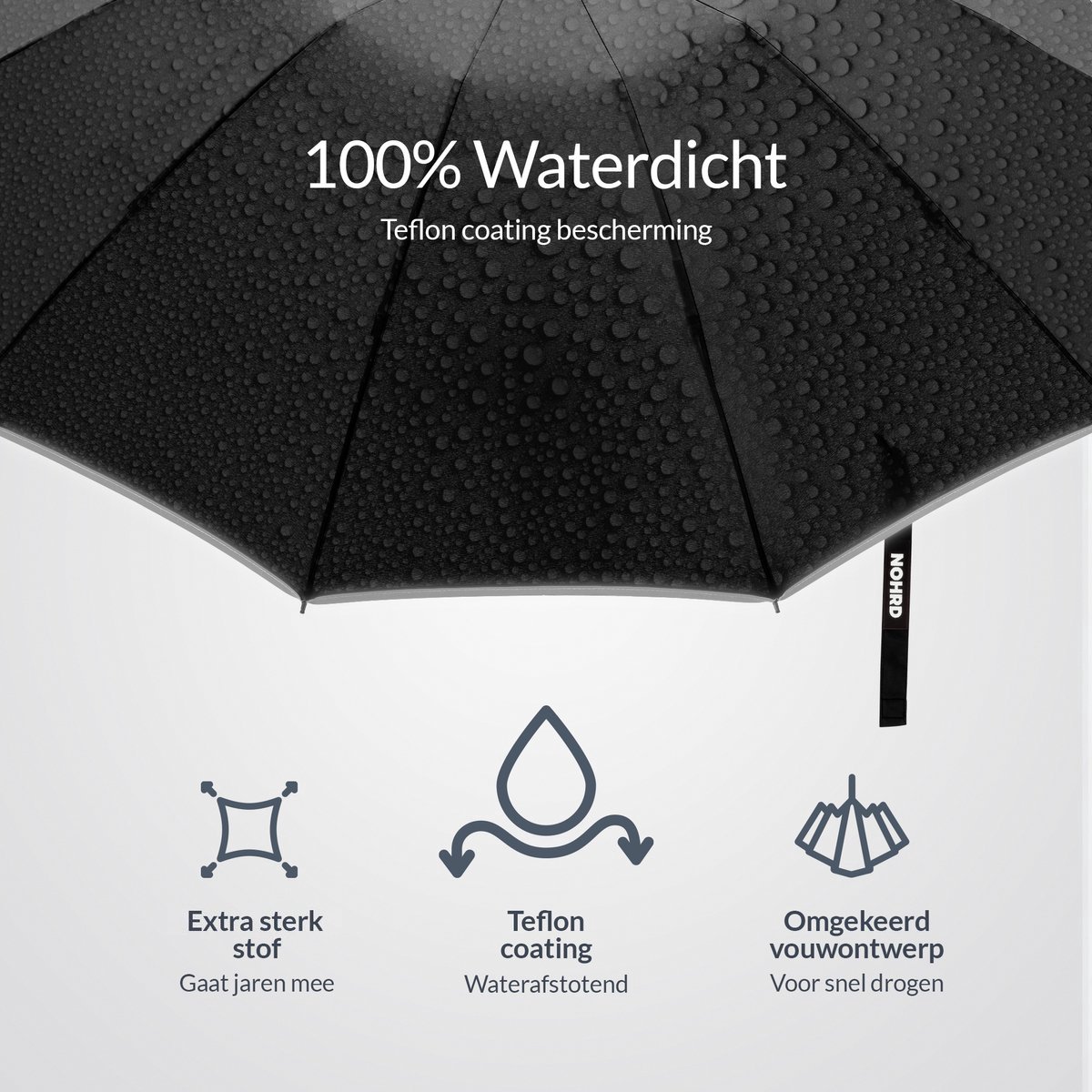 Nohrd Stormparaplu - Zwart - Paraplu Opvouwbaar - Stormbestendig 108 km/h - Stormparaplu's - Automatisch In- en Uitklapbaar - Reflecterend - Paraplu's - Incl. Beschermhoes — cadeau in Cadeau-ideeën - foto 2