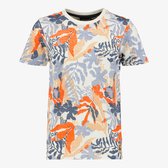 Unsigned jongens T-shirt met bloemenprint oranje blauw - Maat 134/140