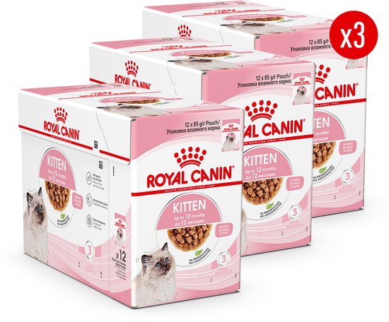 Royal Canin Kitten Natvoer - 36 x 85 gr - in Gravy Katten Natvoer - Kattenvoer - Voordeelverpakking