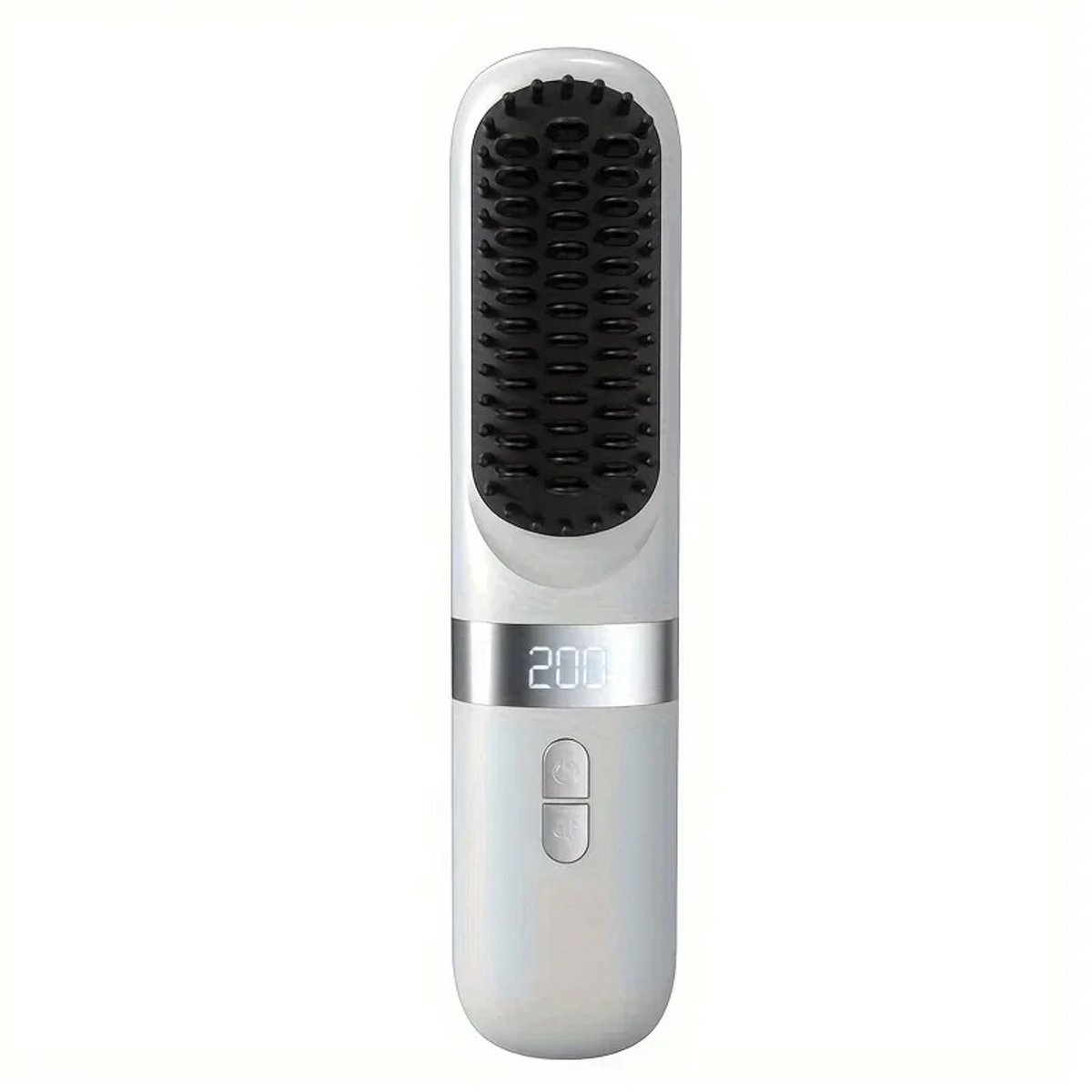 Draadloze stijlborstel met negatieve ionen - USB-C hot comb tegen klitten - wit