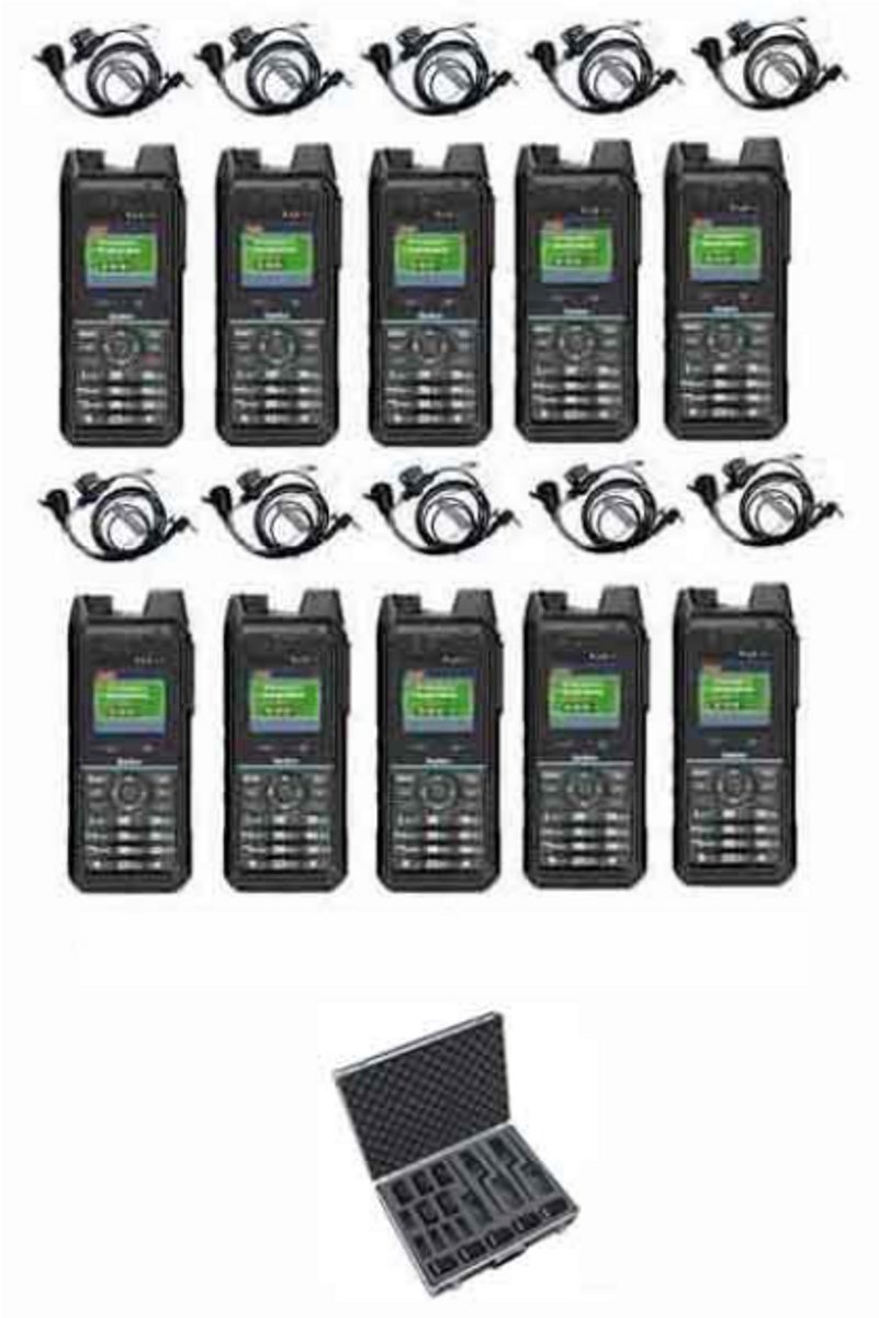 Set van 10 Inrico T330 4G LTE Zello Smart Portofoon IP68 met beveiliging oortje en koffer