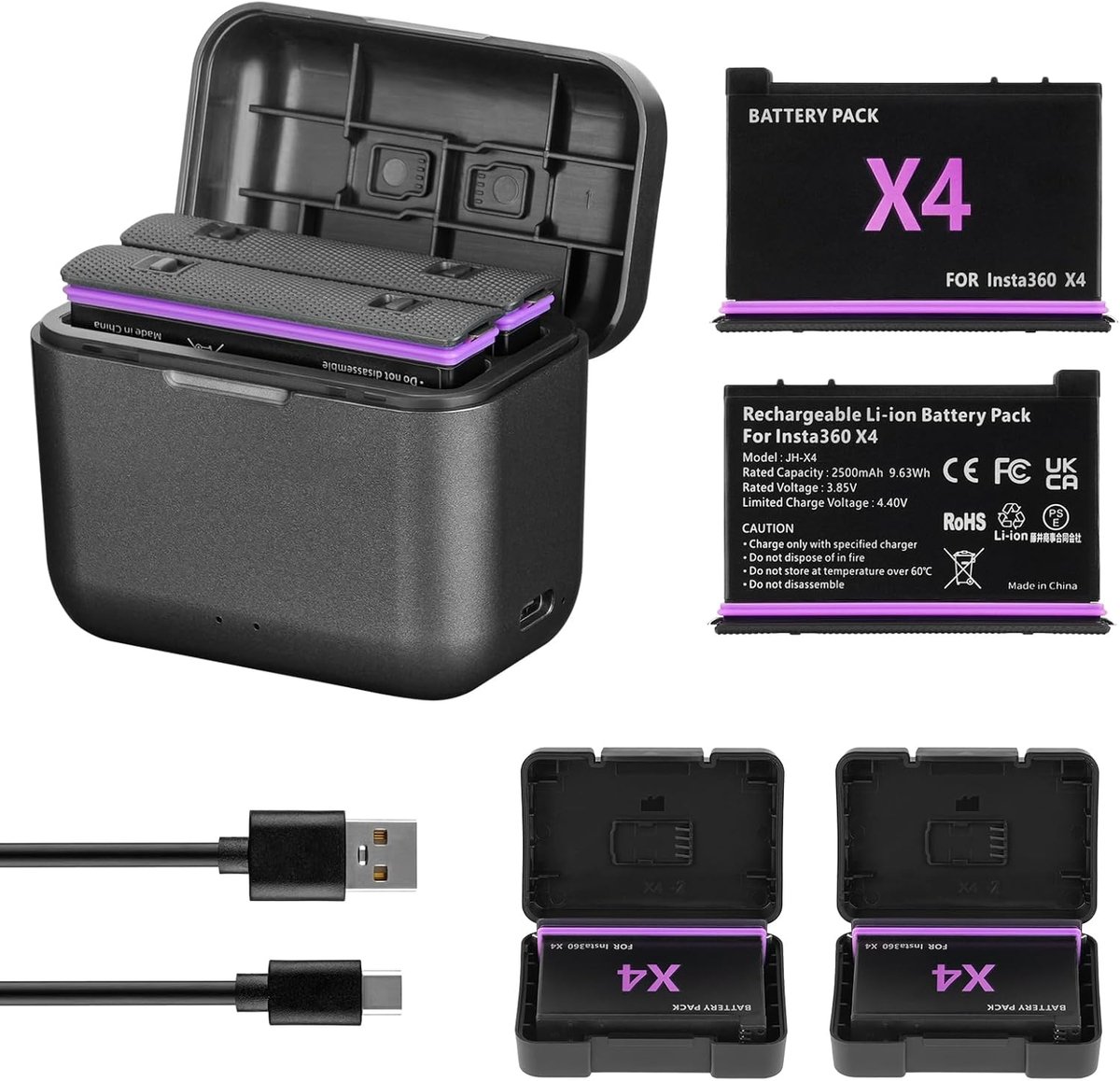 Camera Accu Set - Oplaadbare Batterijen - Actiecamera Gebruik - Dubbele Oplader - 2500 mAh