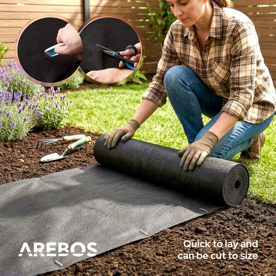 AREBOS Onkruiddoek 50g/m² 1x50m Waterdoorlatend UV Bestendig Tuin Pad Rol 50m van Merkloos	 — afbeelding 4