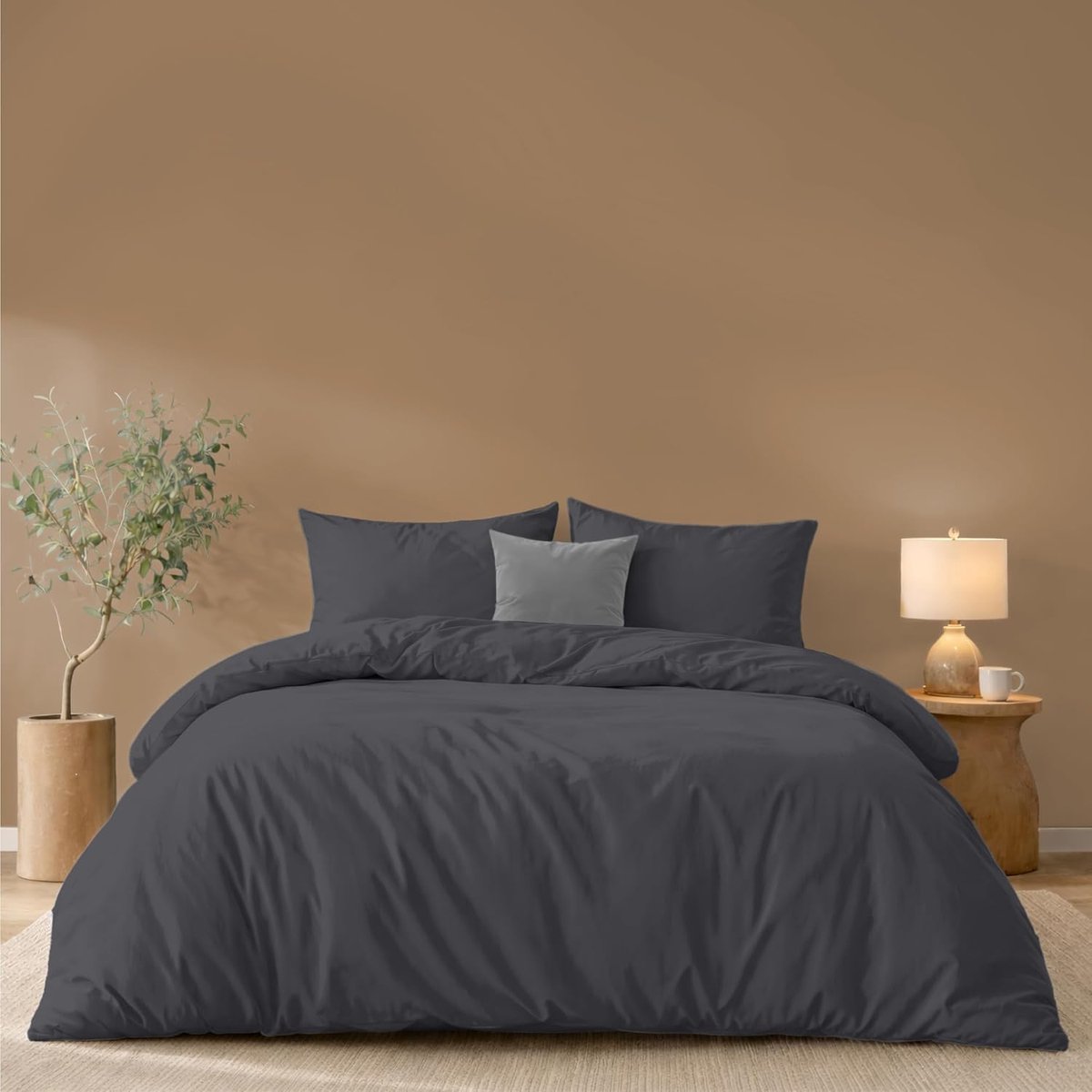Dekbedovertrek set - Bedlinnen met slopen - Comfortabel slapen - Oeko-Tex gecertificeerd - 240x220 cm - Donkergrijs