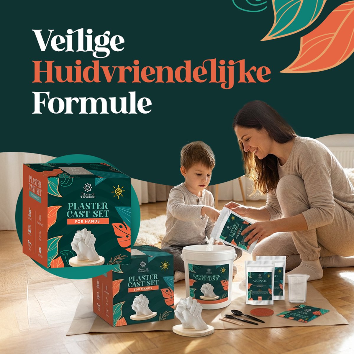 Home of Creations Gipsafdruk Set - Baby Handafdruk & Voetafdruk - Blijvende Herinnering - Kraamcadeau & Moederdag Cadeau — afbeelding 4