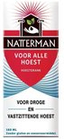 Witte doos Natterman hoestdrank. Rode, witte en blauwe opdruk 'Natterman Direct Voor Alle Hoest hoestdrank'.
