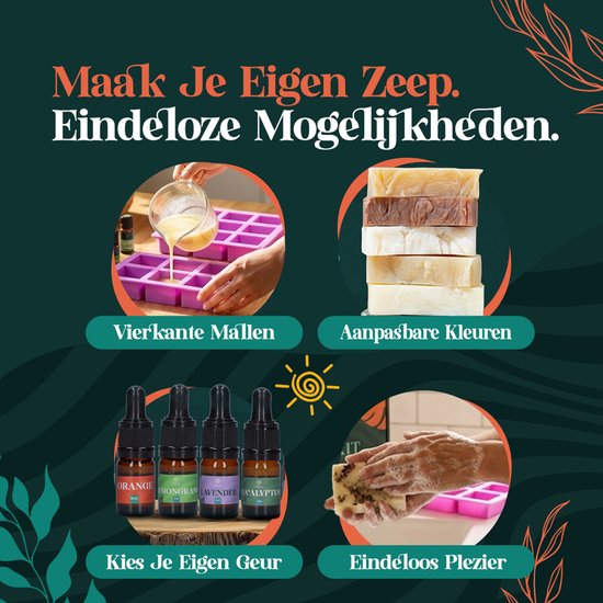 Home of Creations Zeep Maken - Gietzeep Siliconen Mallen & Geurolie - Knutselpakket Volwassenen - Moederdag Cadeau