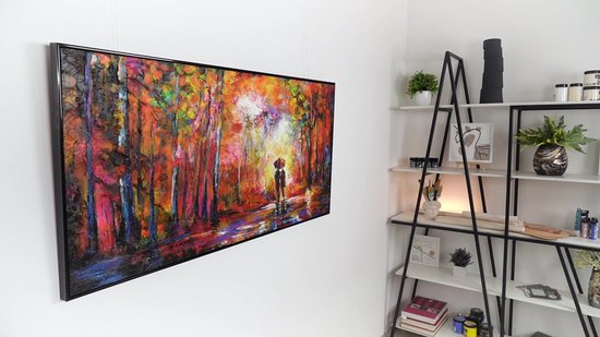 YS Schilderij "Romance" - Handgeschilderd canvas schilderij - Wanddecoratie Abstract - Kleurrijk - Textuur - Muurdecoratie woonkamer - Slaapkamer decoratie - Kamer accessoires - Abstracte schilderij - schilderij canvas Black 100x50