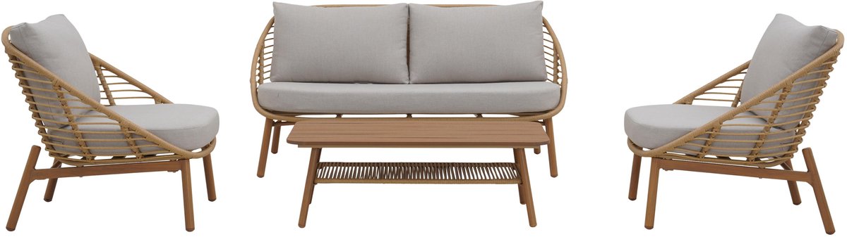 Frederikke loungeset met kussens naturel.