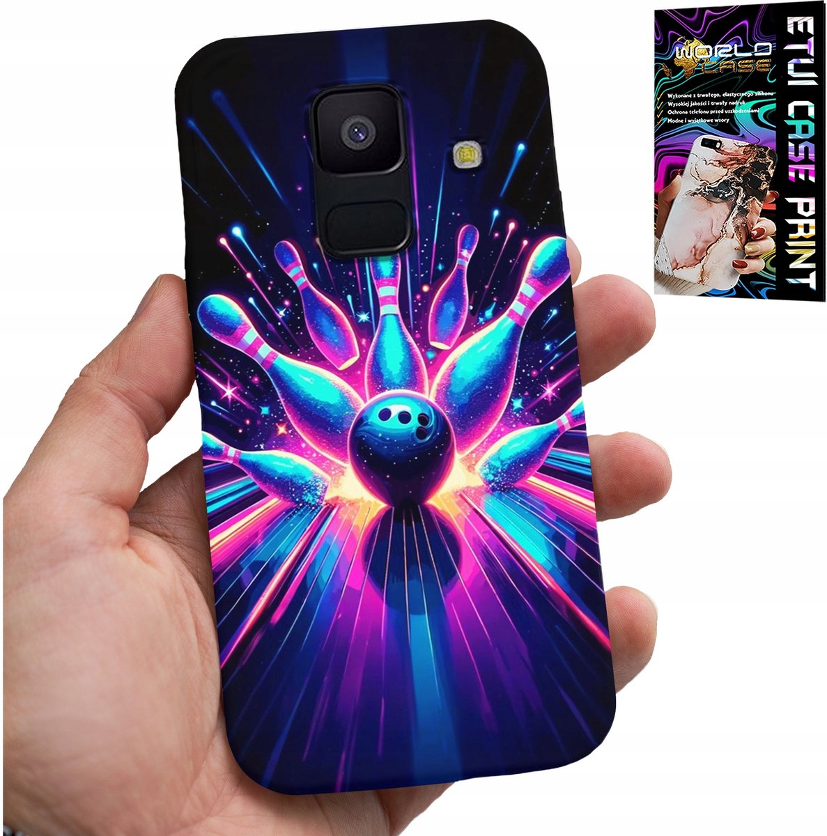 HOESJE VOOR SAMSUNG A6 2018 - BOWLING STRIKE COVER, ACHTERKANT