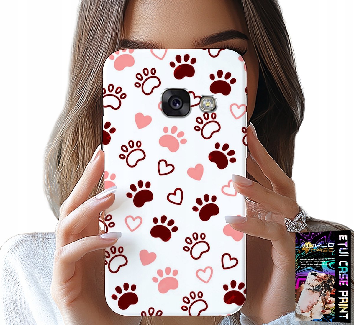 HOESJE VOOR SAMSUNG A5 2017 - HONDENPOTEN OP EEN WITTE ACHTERGROND, HOND, KAT, TEDDYBEER