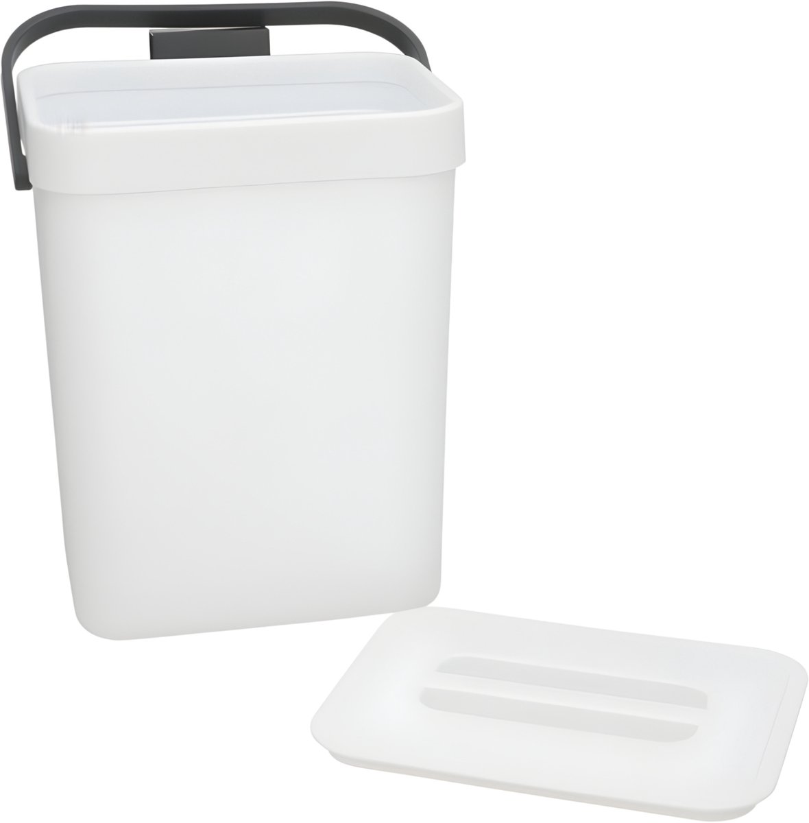 Gerimport Prullenbakje GFT - 26 cm - met klepdeksel - wit - 5 ltr - voor keukendeurtje