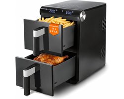 Glitzerlife - Heteluchtfriteuse - Dual-Zone Dual-Chamber 11L Heteluchtfriteuse - 13-in-1 2800W - Touchscreen Timer en Temperatuurregeling - Zwart - Huishoudelijke Heteluchtfriteuse voor Dagelijks Koken