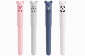 Stylo effaçable - 4x stylo effaçable - stylo animal mignon - stylo à bille 0,35 mm - stylo animal mignon - stylo à bille effaçable japonais à l'encre - 2x remplissages supplémentaires