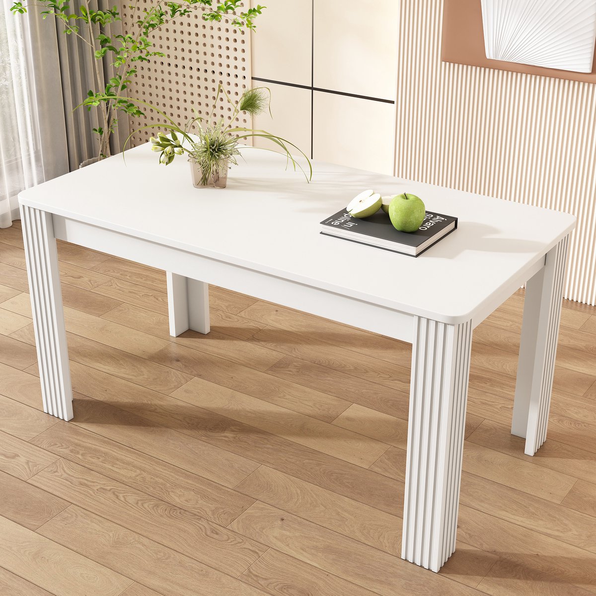 REDOM - Eettafel - Vier Poten - Modern - Voor Eetkamer - Spaanplaat - Wit