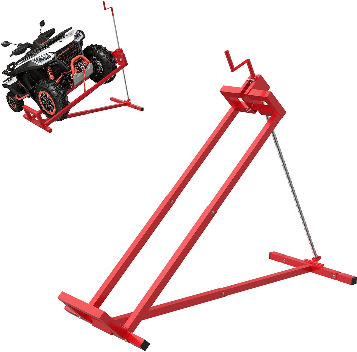 ACXIN Tractorkrik Rood Staal Max. Belasting 400kg Verstelbare Kantelhoek 45° Telescopisch voor Zitmaaiers & Grastractoren