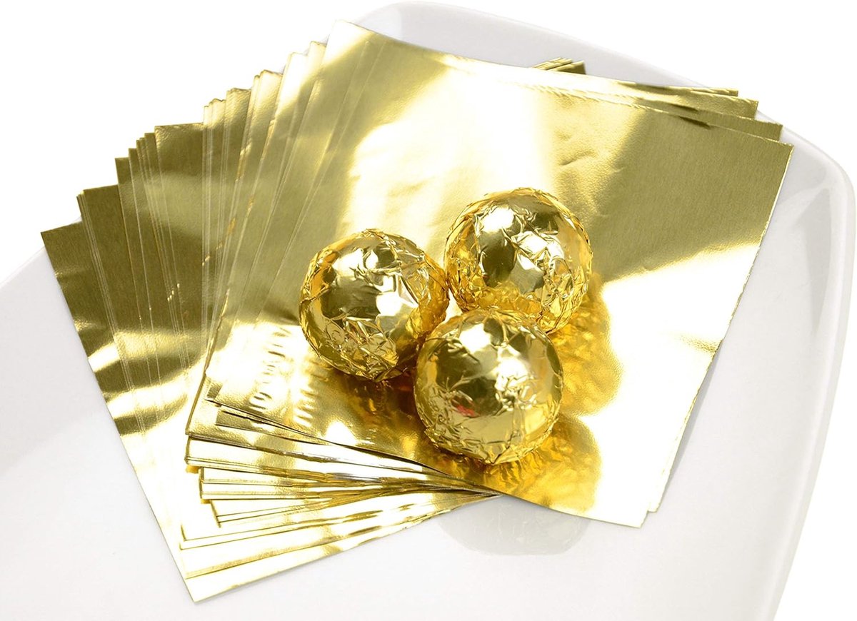 Wikkelfolie Goud - Aluminium Vellen - Cadeau Verpakken - Voorgesneden Formaat - 8 x 8 cm