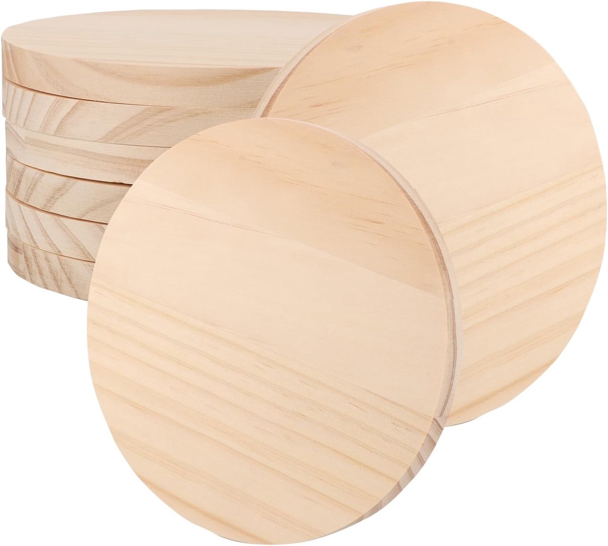 Houten Schijven Rond - Ambachtelijke Platen - Creatief Knutselen - Glad Gepolijst - 15cm Diameter 8 Stuks - Natuurlijk Hout
