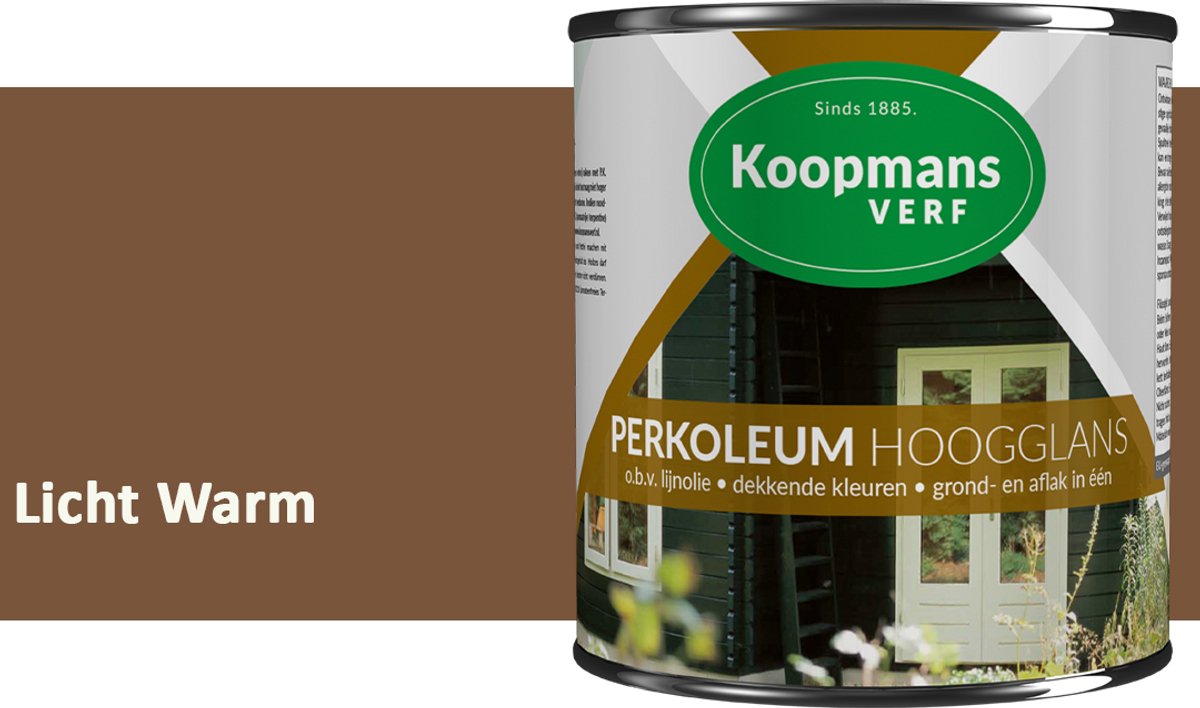 Koopmans Perkoleum Hoogglans Dekkend – Licht Warm – 750 ml – Dekkende Beits Buiten – Schutting, Gevel & Tuinhout
