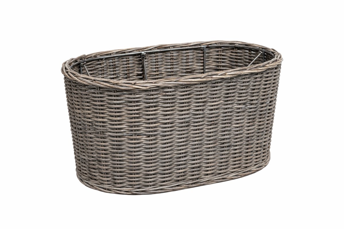 Rieten lampenkap grey ovaal - 36x17xH13 cm - vloerlampenkap - E27 fitting - rotan lampenkap