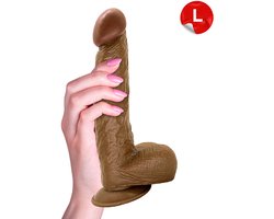 Rosebay Realistische Dildo 26 cm - Zachte Siliconen Dildo met Zuignap & Balzak - Dildo voor Mannen en Vrouwen - Licht Bruin