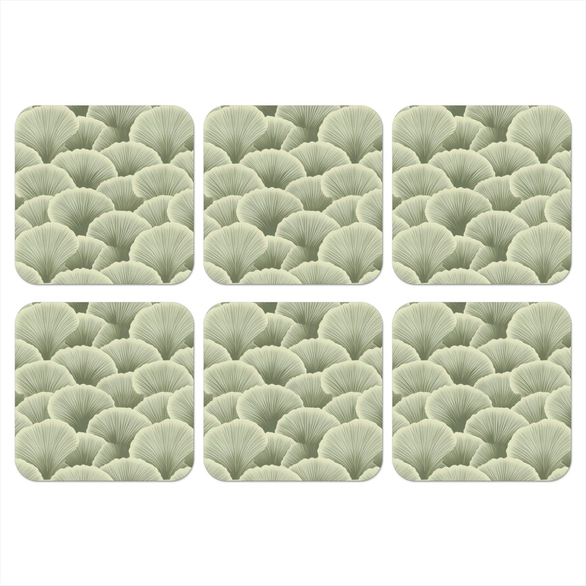 Onderzetters voor glazen - Waaier - Blad - Groen - 10x10 cm - Glasonderzetters - 6 stuks
