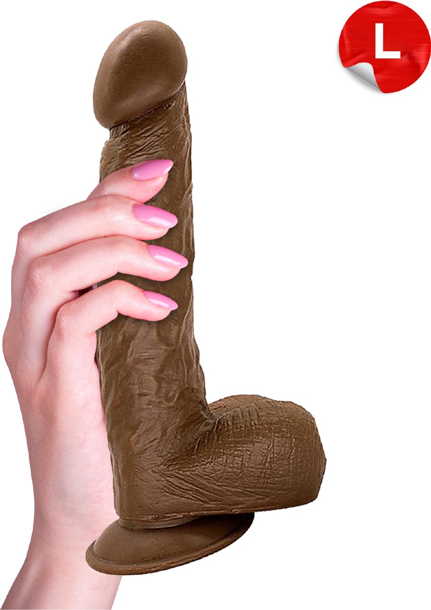 Rosebay XL Realistische Dildo 26 cm - Dildo met Zuignap - Anaal Dildo - Sex Toys voor Mannen en Vrouwen - Seksspeeltjes - Donker Bruin