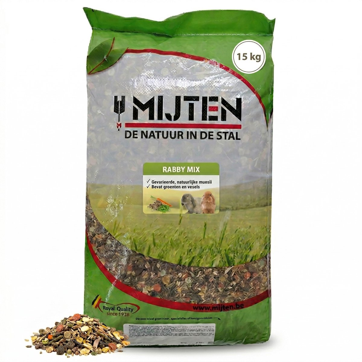 Mijten Rabby Balance - Konijnenvoer Korrel - Volledig Knaagdierenvoer - Uitgebalanceerde Konijnenkorrel - Natuurlijke Ingrediënten - 15kg