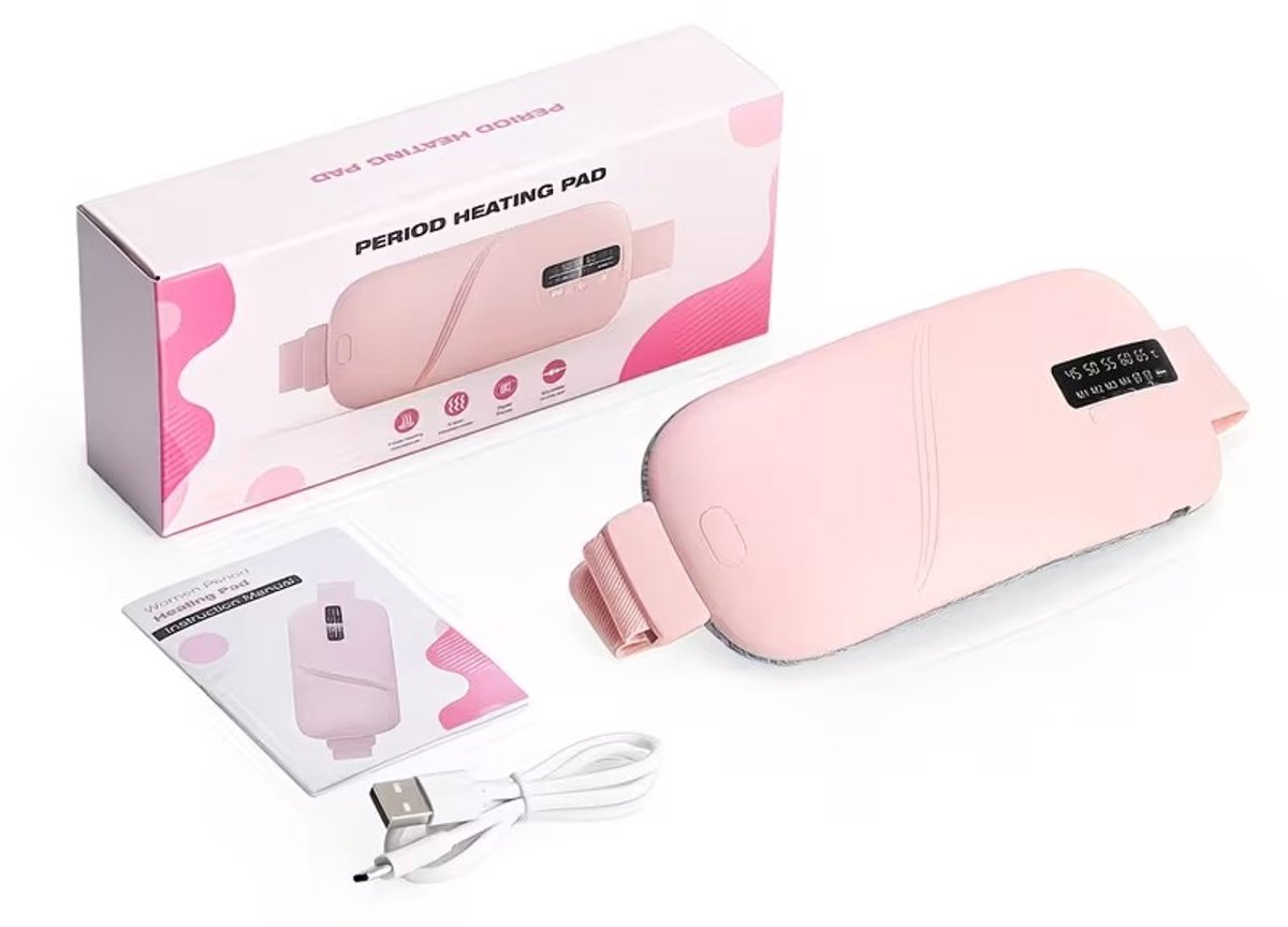 Menstruatie warmteband-Verwarmde heupgordel - Verwarmende compressiegordel - Elektrisch verwarmingskussen voor de taille - Oplaadbaar warmtekussen voor de menstruatie - 5 temperatuurstanden - 4 vibratiestanden - voor been- en rugverwarming