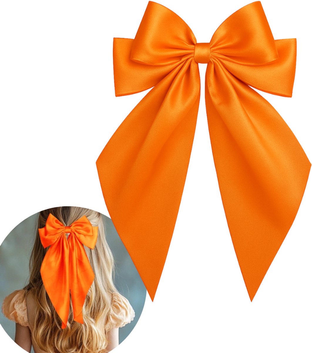 Chipa - Oranje Haarstrik met Clip – Koningsdag - Elegante Haaraccessoire – Koningsdag accesoires dames - Perfect voor Koningsdag & Feestjes - Kingsday