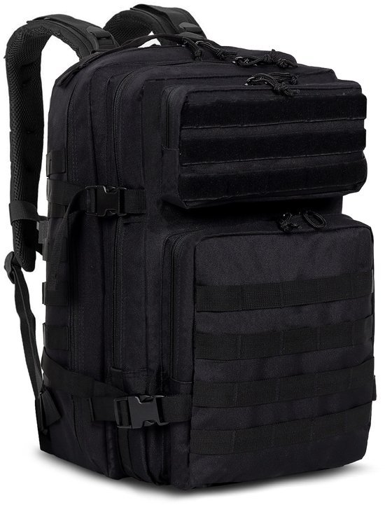 FASSIONA Tactical Rugzak Dames & Heren voor Fitness – Militaire Rugzak - Backpack - Sporttas - Militaire Army Bag - Sport Tas - 35L- Zwart