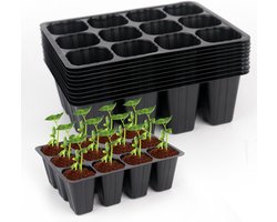 Moestuinbak - Kweektafel - Zaaitray - Kweekpotjes - 120 Cellen Zaailing Starter Tabletten - Herbruikbare Mini Propagator Kas Kweekset - Kunststof Kiemschalen voor Planten - Binnenshuis Kweekschalen voor Kwekerijen en Thuisgebruik