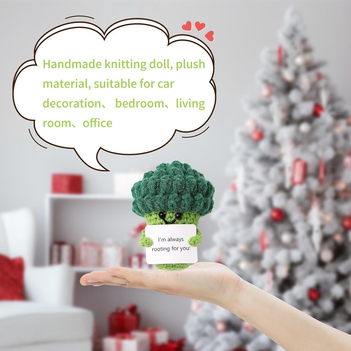 Gehaakte Pop - Geluksbedel - Positieve Vibe - Handgemaakt Katoen - 8.5 cm x 6 cm — cadeau in Cadeau-ideeën - foto 2