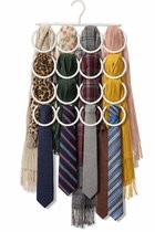 Flexzion Scarf Organizer for Closet - 28 Slots Scarf Hanger Hijab Organizer, Space-Saving for Socks, Scarves, Ties, Towels, Belts, Multifunctional Hanging Rack Storage, 1 Pack (Color