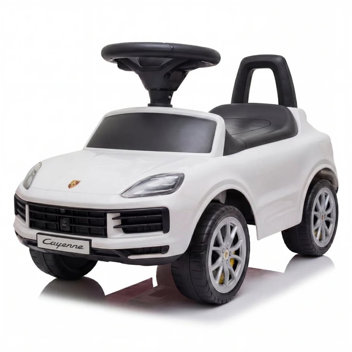 Porsche Cayenne Loopauto 1 tot 3 jaar – Officieel Gelicentieerde Luxe Loopwagen met Toeter & Muziek – Babyauto met Stevige Rugleuning, Anti-kantel Systeem & Opbergbox – Wit