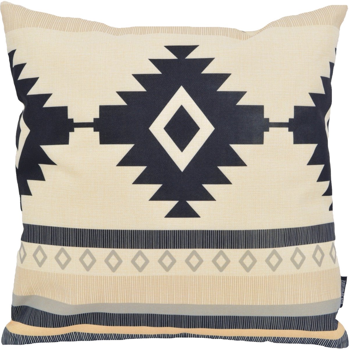 Gek op Kussens! Sierkussen Deezz Aztec | 45 x 45 cm | Katoen/Linnen Beige-Zwart