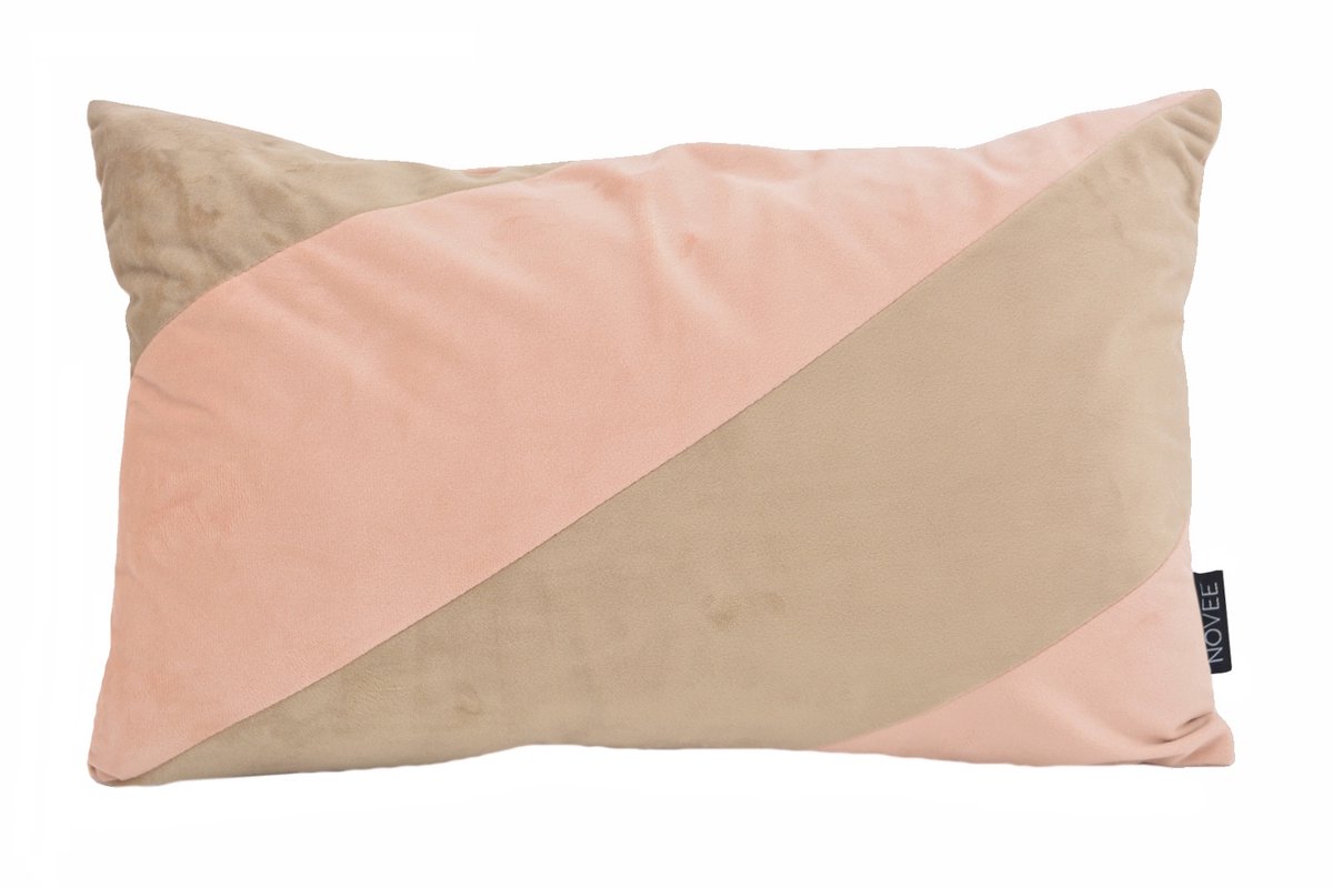 NOVÉE Sierkussen Velvet Swirl Roze/Beige | 30 x 50 cm | Fluweel/Polyester
