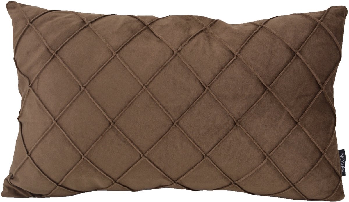 NOVÉE Sierkussen Velvet Cross Bruin | 30 x 50 cm | Velvet/Polyester
