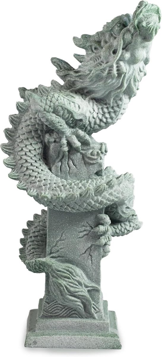 Drakenbeeld - Aquarium decoratie - Thuis kantoor - Handgemaakt ontwerp - 10x9x20.5 cm - Blauwgrijs