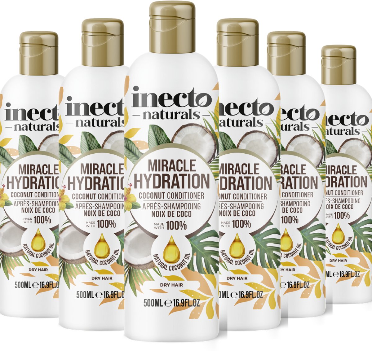 Inecto Naturals Coconut Miracle Hydration Conditioner - 6 x 500ml - Voordeelverpakking