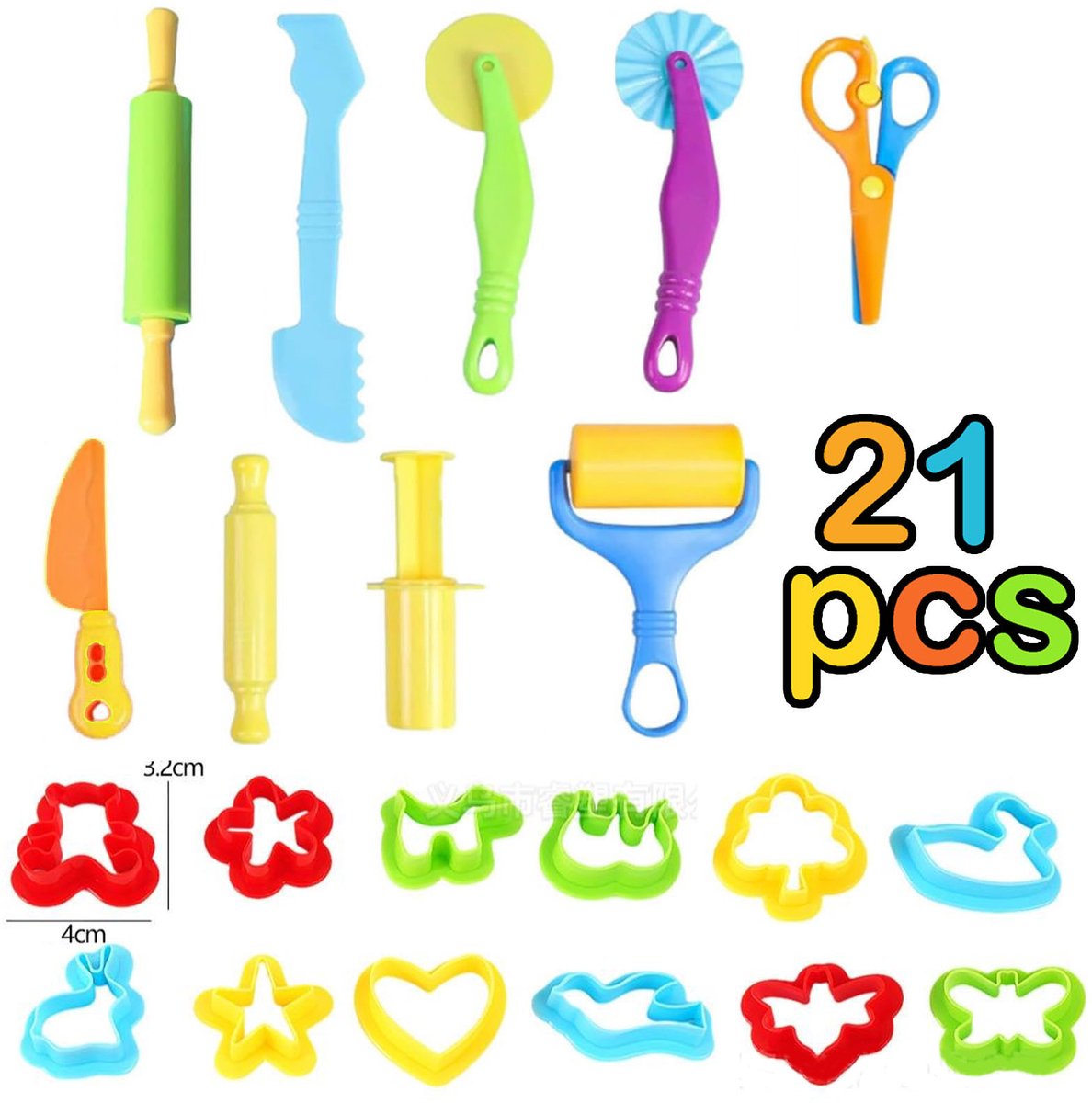 21 -delig Klei Accessoire Set - Kindergereedschap voor Plasticine - Boetseergereedschap - Educatief Speelgoed Cadeau voor Jongens en Meisjes - DIY Boetseerklei - Dierenthema