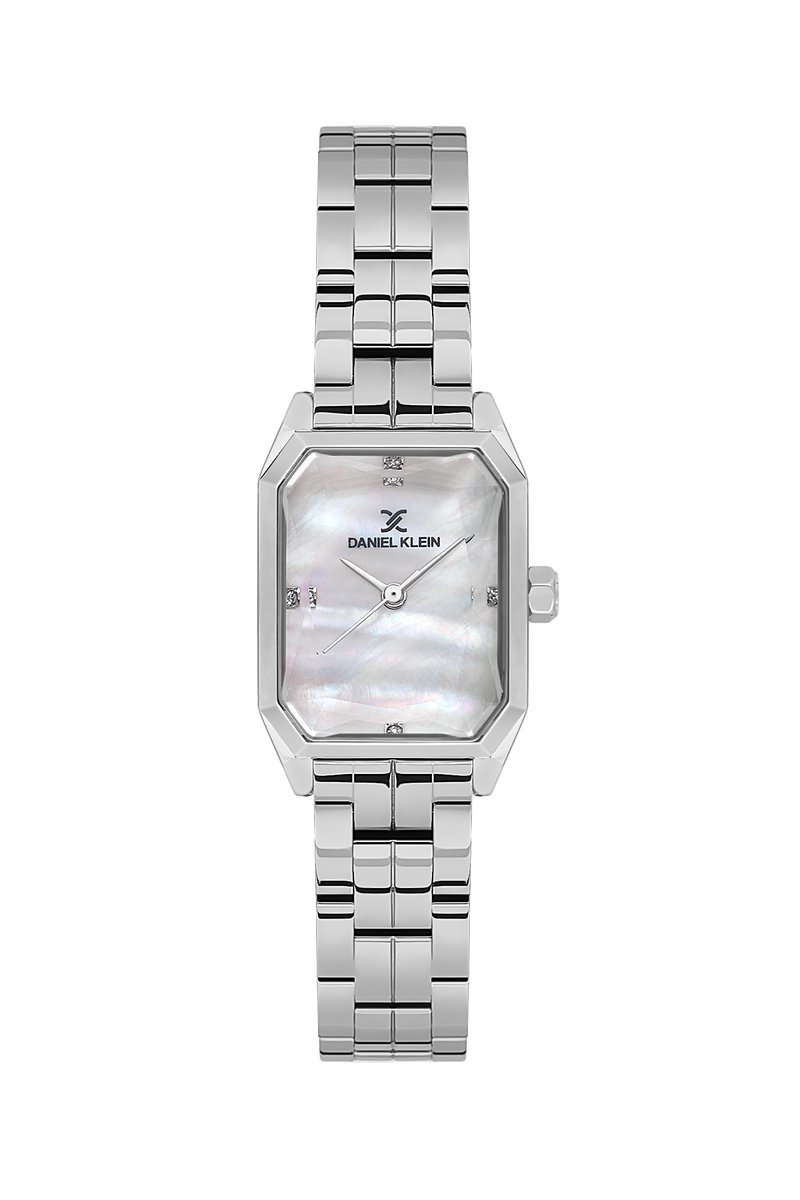 Daniel Klein DK.1.14157-1 - Horloge - Polshorloge - Analoog - Dames - Vrouwen - Achthoek - Stalen band - Metaal - Briljant - Zilverkleurig - Wit - Zwart