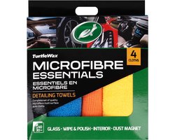 Turtle Wax Microvezel Essentials Kit - 4 verschillende microvezeldoeken - Elk doek een specifieke detailingtaak - Glasreiniging, polijsten & buffen, interieurreiniging - 40x30cm