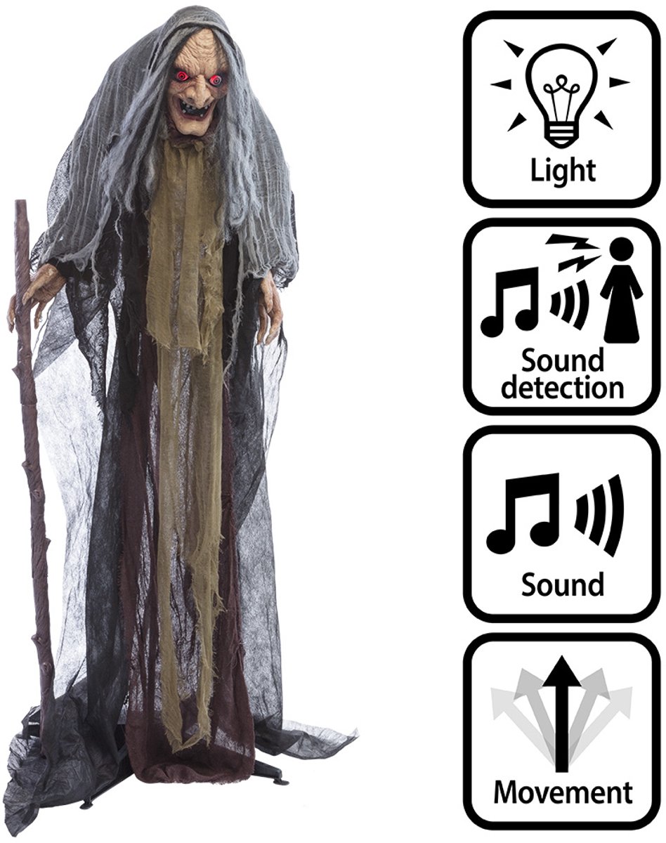 Boland - Decoratie Heks Orenda - Horror - Decoratie - Halloween - Spookhuis - Interactief - Geluid - Beweging - Licht - Heksen
