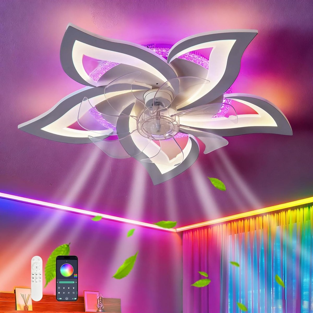 Equivera Plafonniere met Ventilator - Plafondventilator - Plafondventilator Afstandsbediening - Plafondventilator Slaapkamer - Plafond Ventilator met Verlichting - Plafondlamp - Plafonniere - Ideaal voor in uw slaapkamer!